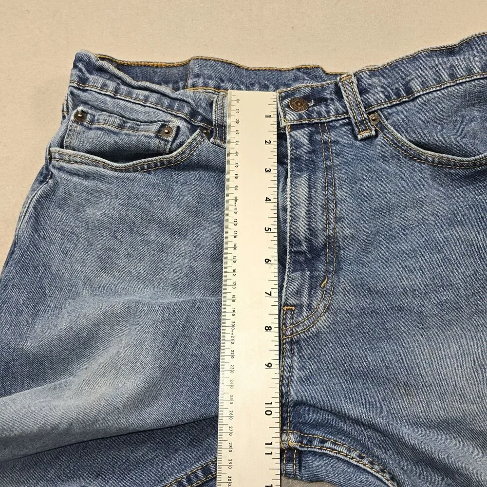 Levi's Mens 34x34 Blue Jeans 505 Regular Fit Straight Leg Medium Wash Denim